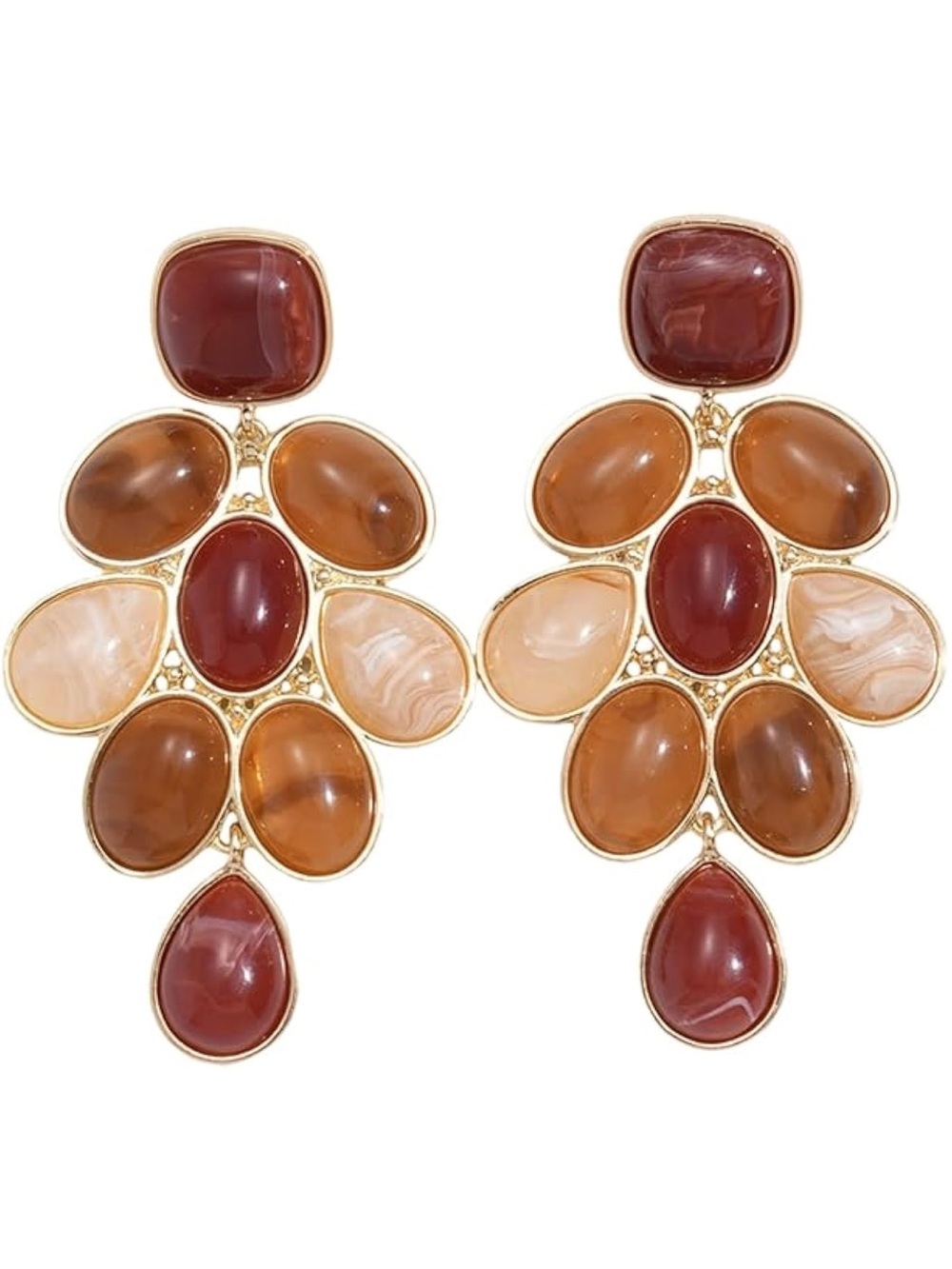 Anthropologie Multi-Tone Gold Floral Drop Earrings